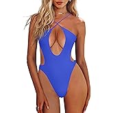 HYPERFIRE Women's Sexy Criss Cross Halter Bathing Suit Cut Out Backless Monokini Swimsuits One Piece