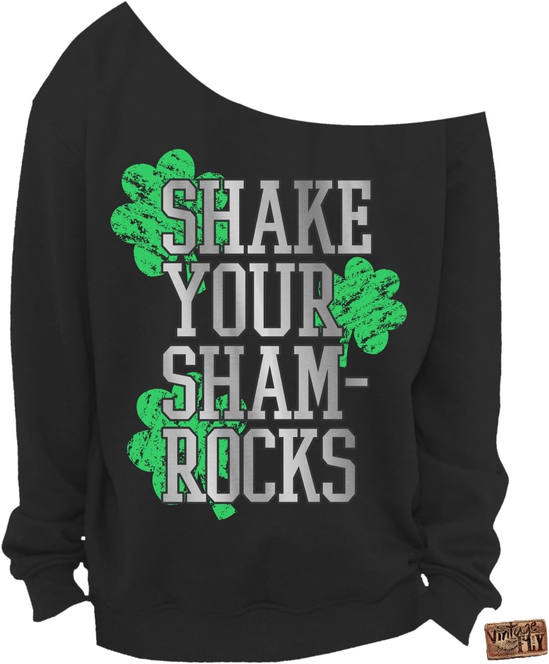 Vintage Fly Ladies St Patrick's Day Shake Your Shamrocks Slouchy Sweatshirt