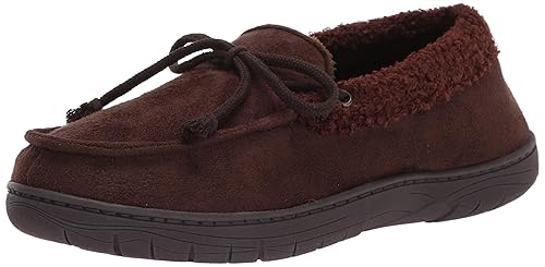 hanes men's moccasin slipper house shoe with indoor outdoor memory foam sole fresh iq odor protection