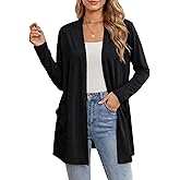 Yekaty Womens Lightweight Cardigans Open Front Long Sleeve Drape Kimono Cardigan Sweaters with Pockets