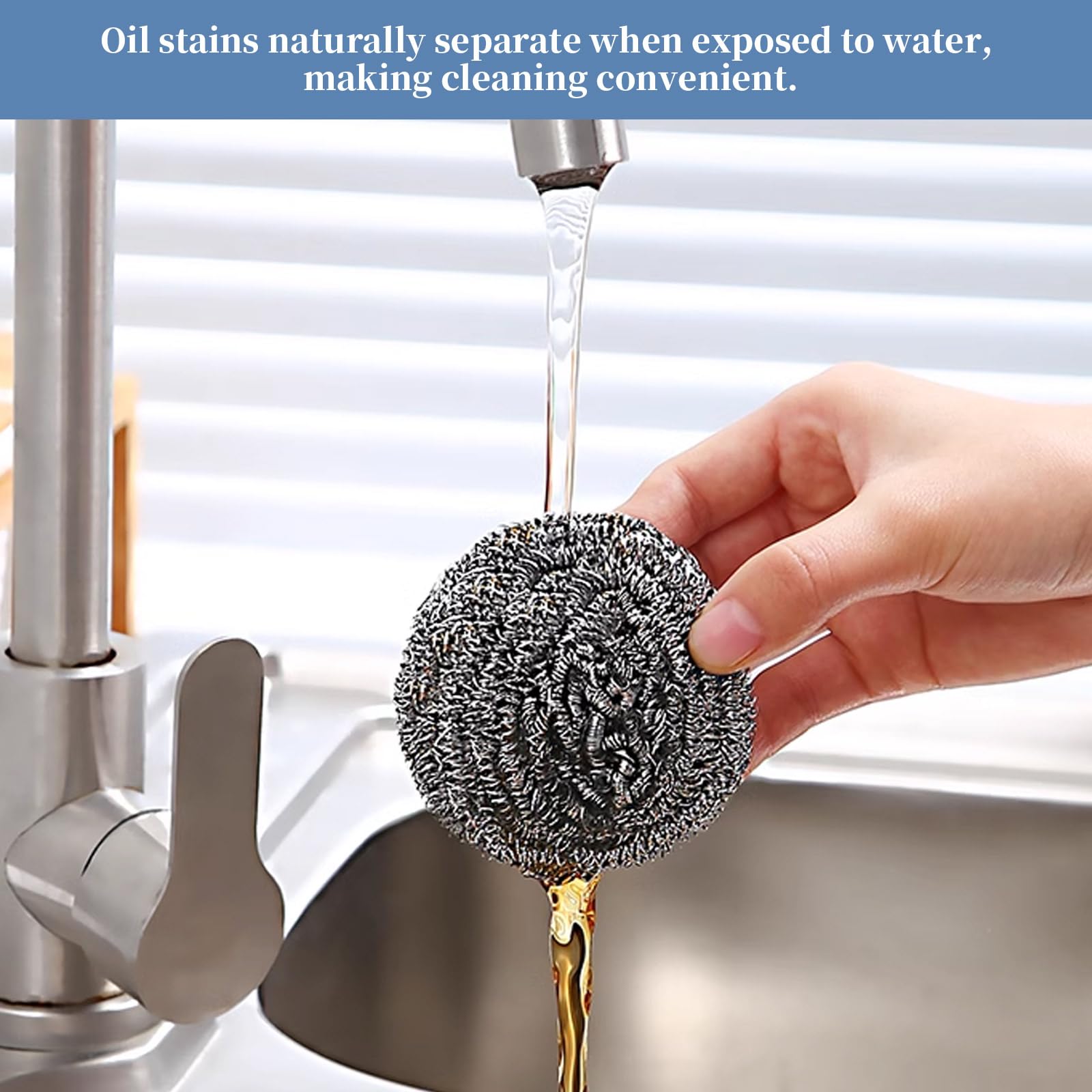 GUEICN Stainless Steel Scrubber Scrubbing Scouring Pad Sponges Clean Pot Pan and Steel Wool for Kitchen Bathroom