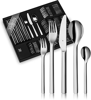 WMF Habitum Edelstahl Besteck Set 6 Personen, Essbesteck Set 30 teilig, Monobloc-Messer, Cromargan Edelstahl poliert, glänzend, spülmaschinenfest
