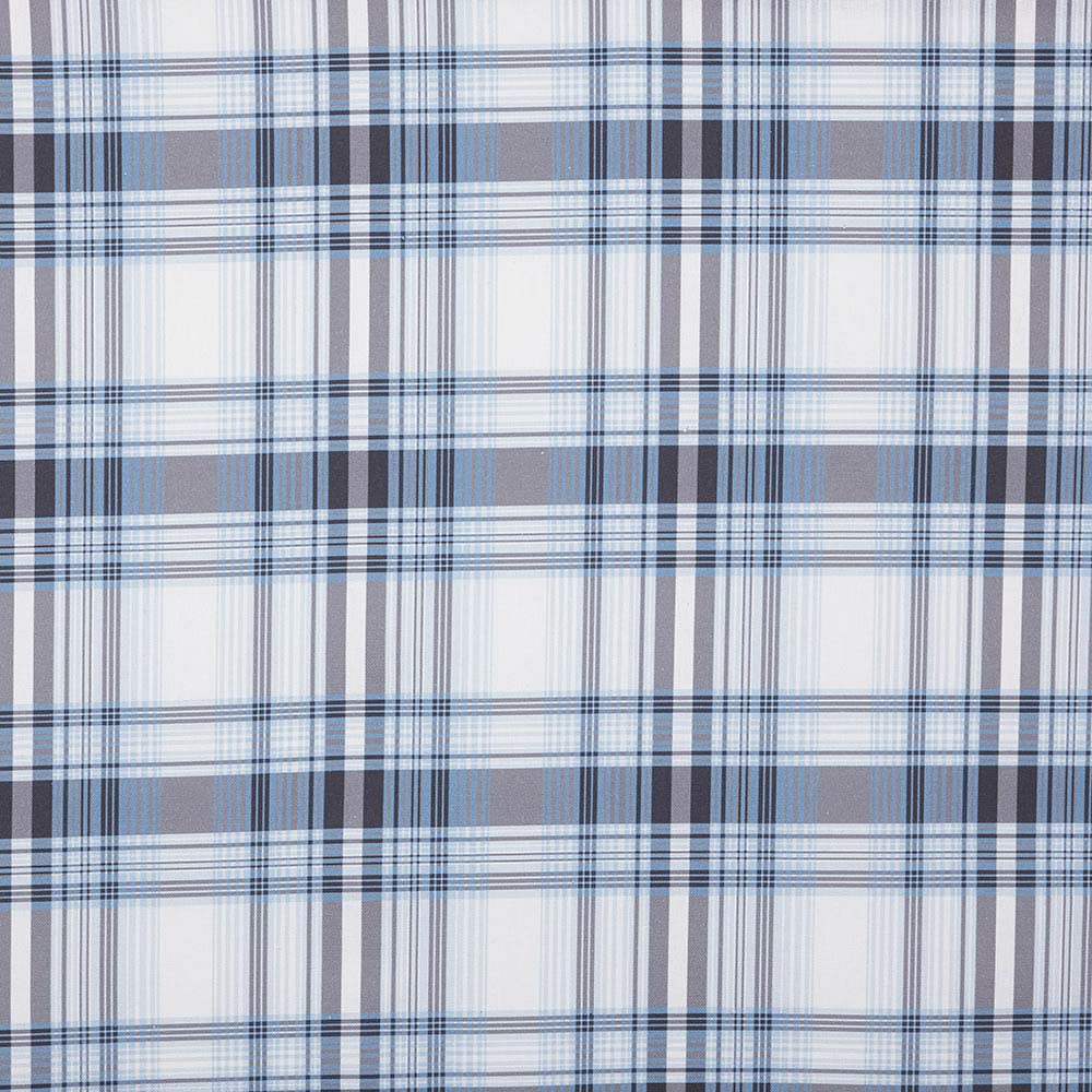 Kt KILOtela - Digital Printed Canvas Fabric, Half Panama Organic Cotton, Standard 100 by Oeko-Tex, 100 cm Length x 280 cm Width | Equilibrium Plaid - Brown, Blue ─ 1 Metre