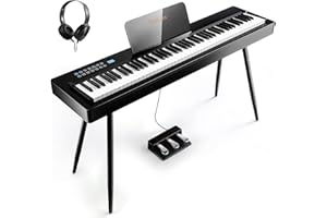Flatsons LIV-B01 Digital Piano Real Sampling, 88 Key Fully Weighted Keyboard Hammer Action, Sensitive Touch Electric Piano, USB-MIDI, Wooden Upright Piano for Adult, Beginner, Enthusiast(Glossy Black)