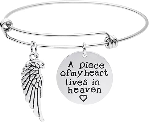Amazon Com Miscarriage Remembrance Jewelry Personalized Memorial Bracelet A Piece Of My Heart Lives In Heaven Jewelry