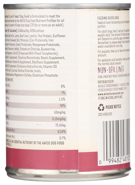 WHOLE PAWS, WET DOG FOOD, BEEF & LENTIL FEAST, 13.2 OUNCE
