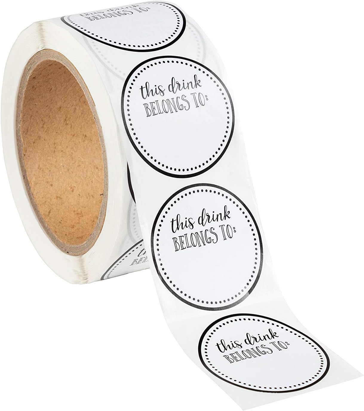 Juvale Drink Markers - 500-Pack Drink Stickers, This Drink Belongs to, Blank Drink Labels for Drink Party, Wedding, Bridal Shower, Birthday Party Supplies, Cup Marker Sticker Roll, 2 inches Diameter: Home & Kitchen