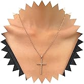 Andelaisi Boho Crystal Cross Choker Necklace Gold Rhinestone Cross Pendant Necklace Vintage Cross Crucifix Necklace Sparkly Cz Cross Jesus Necklace Jewelry for Women