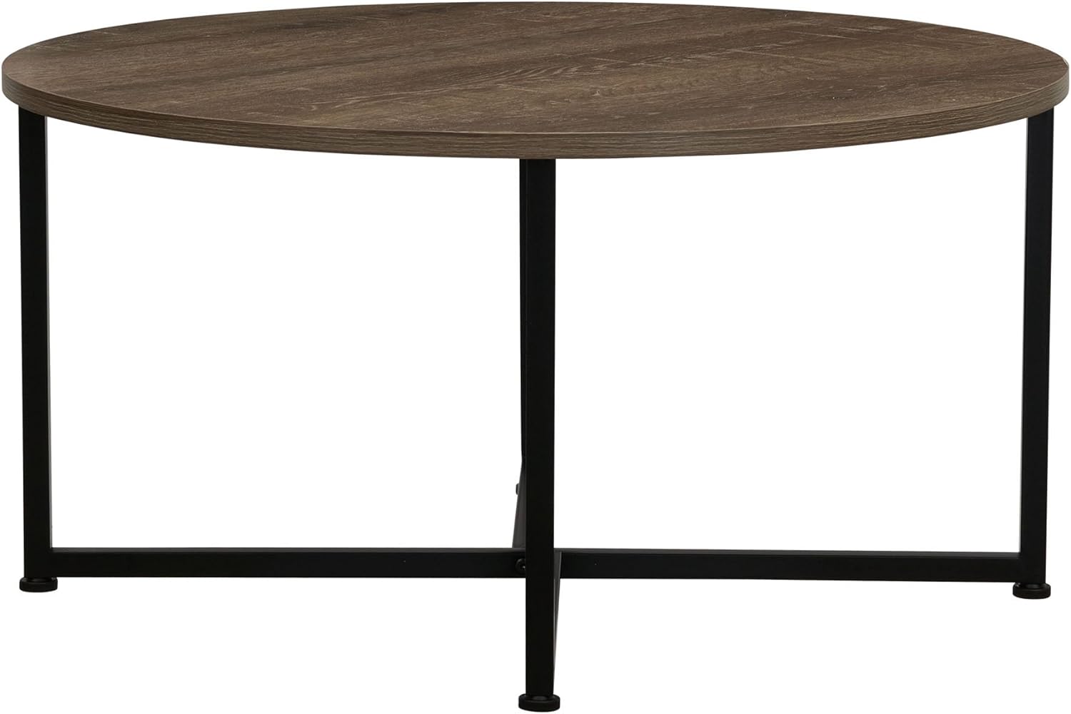 Household Essentials Grey Top Black Frame Ashwood Round Coffee Table: Furniture & Decor