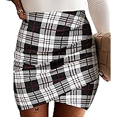 EXLURA Women's Bodycon Ruched Tulip Mini Skirt Elastic High Waist Asymmetrical Short Skirts