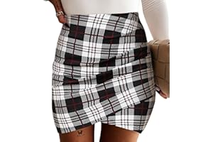 EXLURA Women's Bodycon Ruched Tulip Mini Skirt Elastic High Waist Asymmetrical Short Skirts