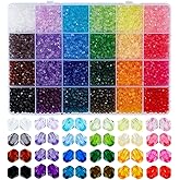 PH PandaHall 5808pcs Faceted Crystal Beads 4mm Acrylic Bicone Beads 24 Colors Rainbow Loose Bead Spacers for Bracelet Necklace Earring Keychain Jewelry Making Flower Bags Decoration