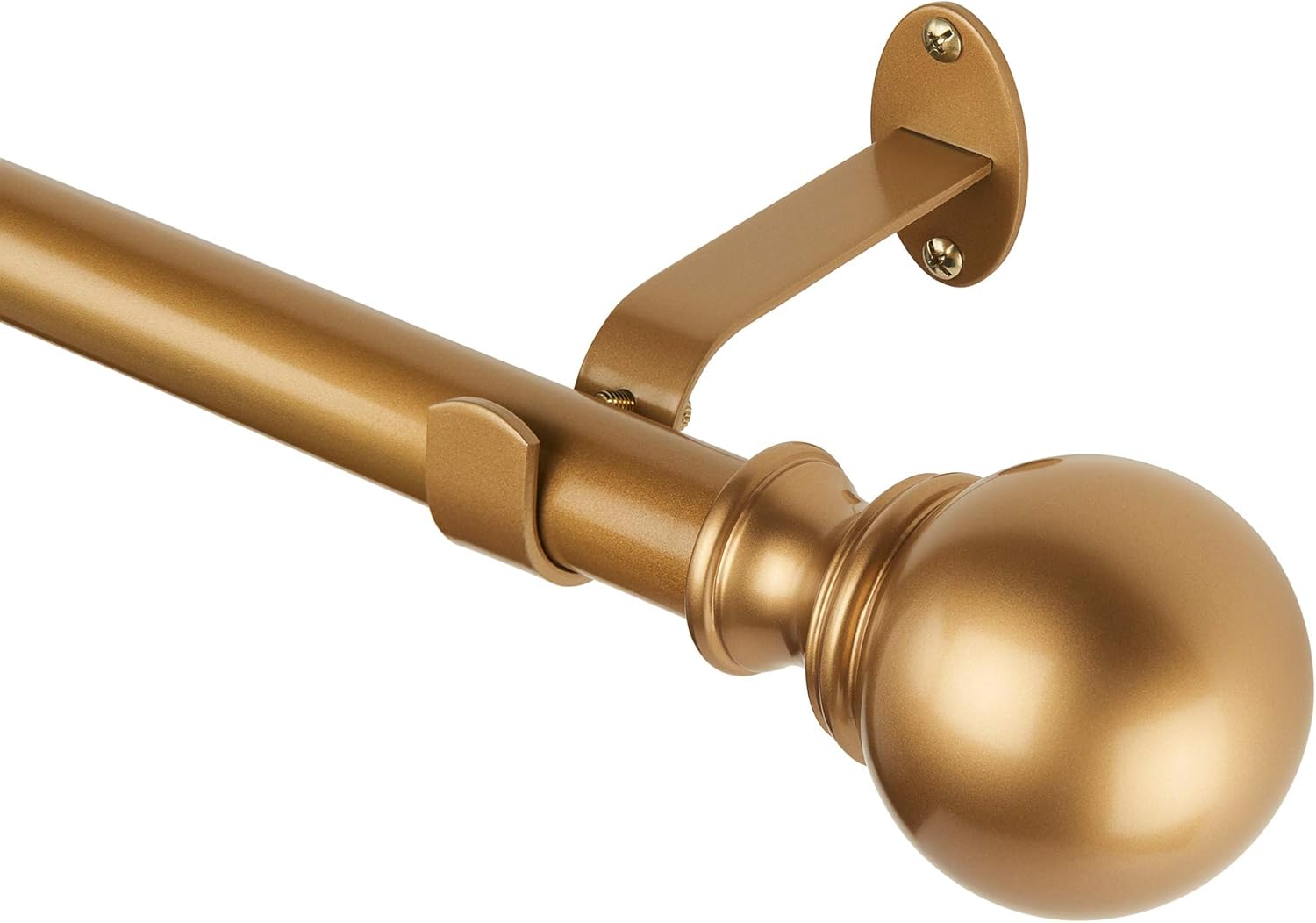 Elrene Home Fashions Cordelia 1" Window Drapery Single Curtain Rod with Globe Ball Finial, 48"-86", Soft Gold: Home & Kitchen