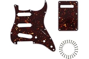 Phrilam SSS 11 Holes Strat Electric Guitar Pickguard and BackPlate Set for Fender USA/Mexican Made Standard Stratocaster Modern Style Guitar Parts,Brown Tortoise Shell