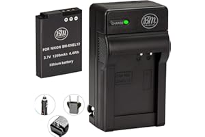 BM Premium EN-EL12 Battery and Charger for Nikon Coolpix A1000 B600 W300 A900 AW100 AW110 AW120 AW130 S6300 S8100 S8200 S9050 S9200 S9300 S9400 S9500 S9700 S9900 P310 P330 P340 KeyMission 170, 360