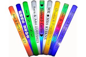 Custom Text Foam Light up Sticks 30~200pack, Personalized LED Light Glow Foam Stick Cheer Tube Dark Light Xmas Birthday Weddi