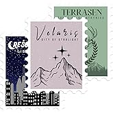 Set 3 Pcs 2 Inches - Cities Stamp - Velaris City of Starlight Stickers Terrasen Court of Galathynius Crescent City 2" Waterproof Vinyl Decal for Water Bottles Tumbler Laptop Car Gift for Girl Kid Boy