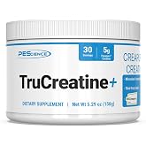 PEScience TruCreatine+ Creatine Monohydrate Powder, 30 Servings, Unflavored | Creapure Micronized Creatine, Supports Muscle Growth, Strength &amp; Recovery, Cognition