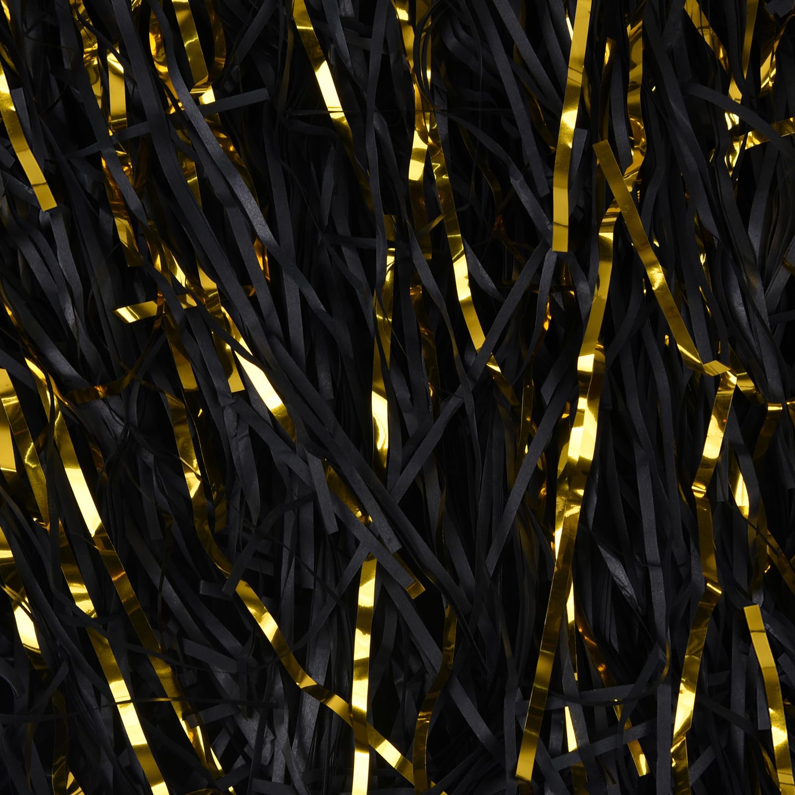 HXJDAM 300g Black and Gold Shredded Tissue Paper for Gift Boxes and Bags, Hamper Filling, Gift Basket Filler, Gift Filler Paper for Packaging Decoration.