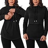 GINKANA Womens Nursing Tops Breastfeeding Sweatshirts Shirts Long Sleeve Drawstring Cowl Neck Nursing Tee Shirts Blouse