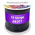 18Gauge Black Aluminum Crafts Wire 260FT, for Jewelry Crafting, Gemstone Metal Coiling, Sculpting, Armature, Jewelry Making Beading Floral Soft DIY Metal Craft Art Wires Colored and Soft