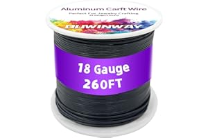OUWINWAY 18Gauge Black Aluminum Crafts Wire 260FT, for Jewelry Crafting, Gemstone Metal Coiling, Sculpting, Armature, Jewelry Making Beading Floral Soft DIY Metal Craft Art Wires Colored and Soft