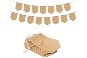 PAKBOOM 15pcs Hand-Painted DIY Burlap Banners - for Kid Adults Party Decor