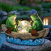 YHSOLAR Solar Frog Boating Garden Statue with Ball Light 5.1" Resin Frogs Decor for Home Front Door Patio Porch Balcony Women Gardeners Moms Wives Girlfriends