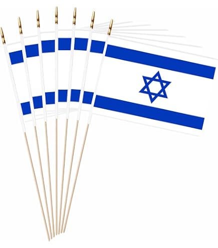 20 Stück Israel-Fähnchen – Mini-Flaggen 12,7 X 20,3 Cm Mit Holzstab | Für Paraden, Partys & Dekoration