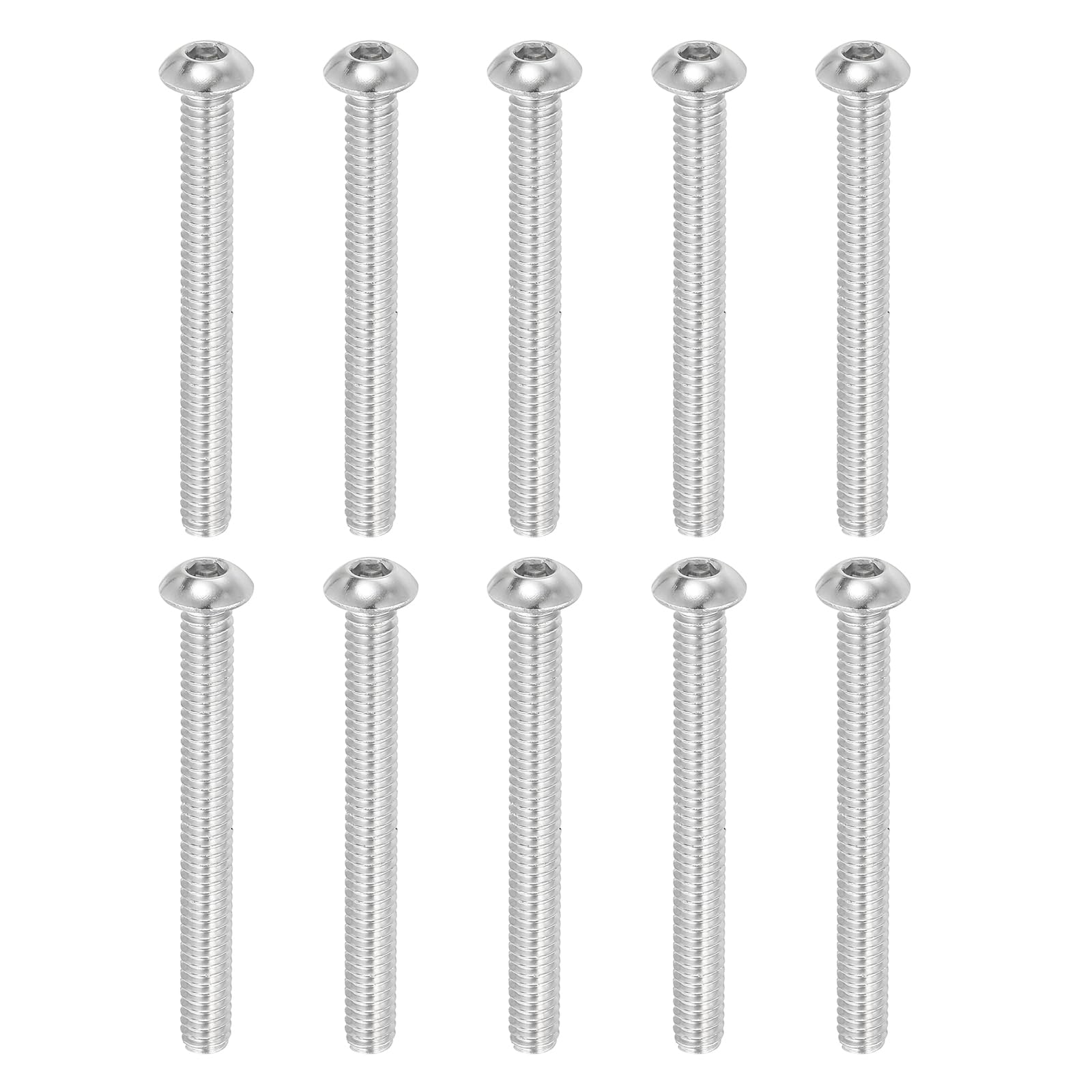 PATIKIL 1/4-20x2-1/2" Button Head Socket Cap Screws, 10 Pcs 304 Stainless Steel 18-8 Socket Cap Screw Bolts Allen Hex Drive Full Thread Fine Thread UNC