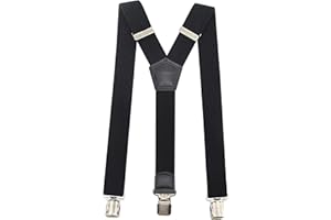 Timiot Premium Men's Y-Back Suspenders Stretch Perfect 1.5" Width for Work Style Formal Strong Heavy Duty Clips