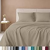 California Design Den Luxury King Size Sheet Set - 100% Cotton, 600 Thread Count Deep Pocket King Sheets, Hotel-Quality Bedding with Sateen Weave (Cool Taupe)