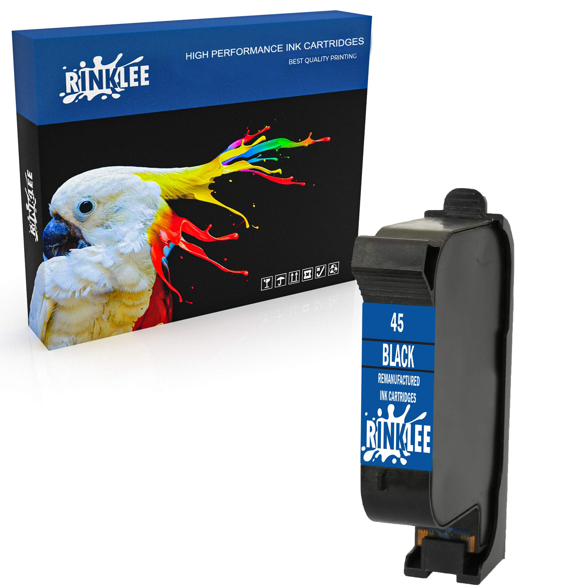 RINKLEE Remanufactured for HP 45 XL Ink Cartridge compatible with HP Deskjet 1280 9300 970cxi Officejet 1170 G55 G85 Photosmart 1000 1100 1115 1215 1315 P1000 P1100 Copier 180 280 | Black