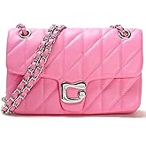 Quilted Crossbody Purse for Women Trendy - Ladies Shoulder Bag Leather Handbag Designer Evening Clutch with Chain Strap