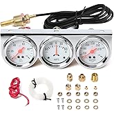 JKIANTECH 2" 52mm Triple Gauge Set, 3-in-1 Gauge Kit with Oil Pressure, Water Temperature &amp; AMP Gauges, Backlit Dial, Universal for Most 12V Vehicles
