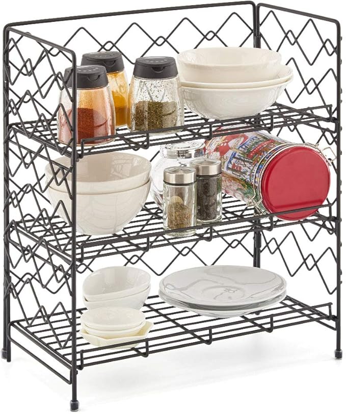 Amazon Com Ezoware 3 Tier Spice Rack Countertop Storage Metal Wire Basket Organizer Holder Shelf For Kitchen Cabinet Bathroom Office Pantry And More Black Home Improvement