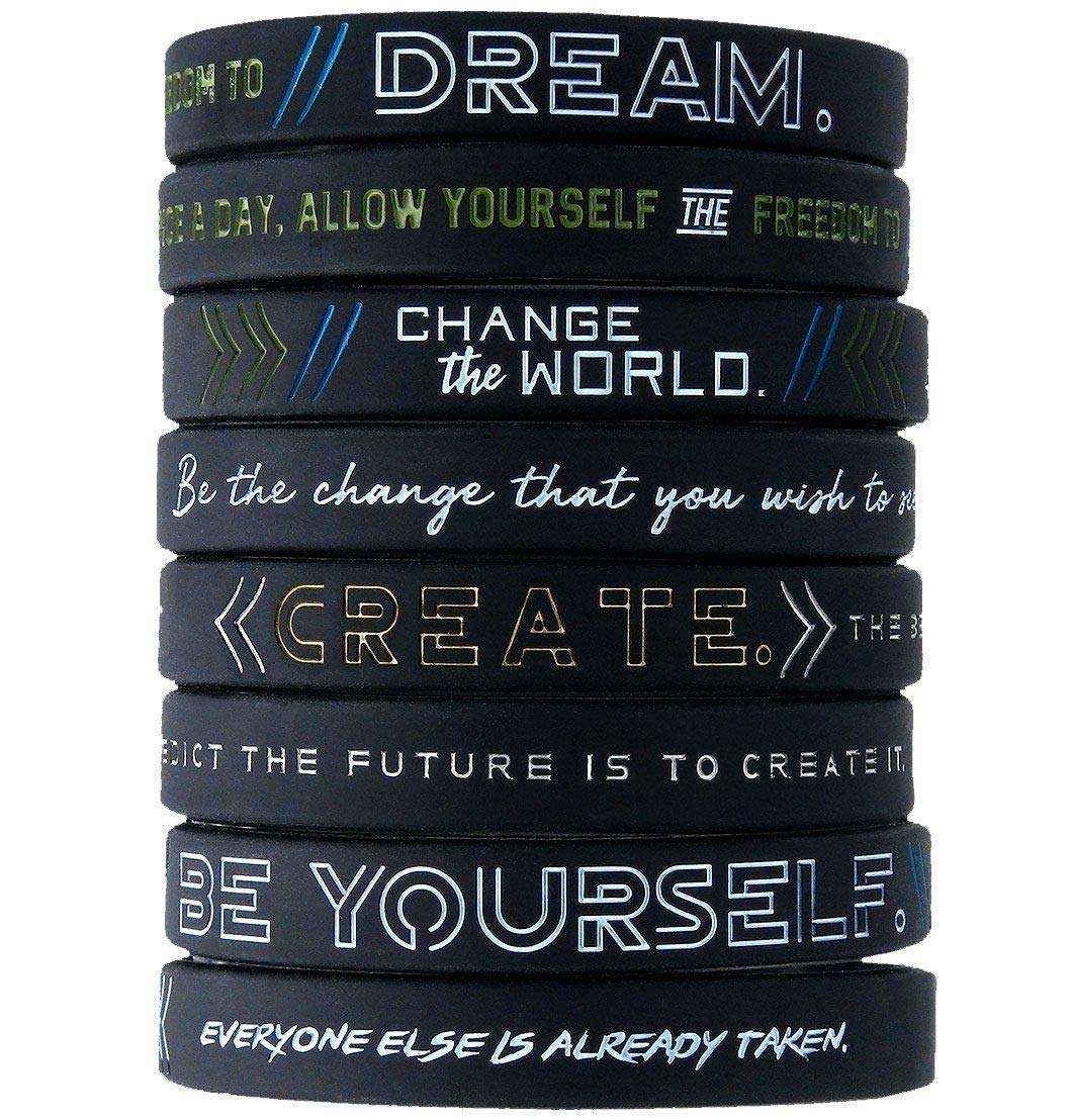 11thGear Inspirational Motivational Silicone Wristband Dream Change the World Be Yourself (4 Wristbands)