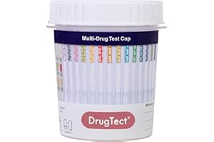 DrugTect Multi-Drug Rapid Urine Test Cup | 5 Pack | 14 Panel CLIA Waived Marijuana Fentanyl Drug Test Cup with 6 Adults for AMP,BAR,BUP,BZO,COC,FYL,MDMA,MET,MOP|OPI,MTD,OXY,PCP,TCA,THC (5)