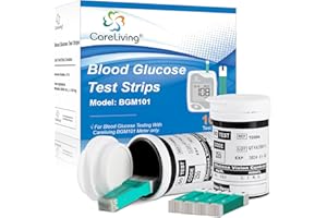 CareLiving BGM101 Blood Glucose Test Strips, for Diabete Sugar Testing, 100 Count