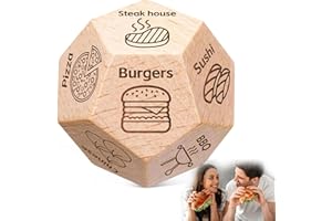 Generic Valentines Day Gifts, Food Decision Dice Wooden, Reusable Dinner Decider Dice with 12 Food Patterns, Funny Date Night