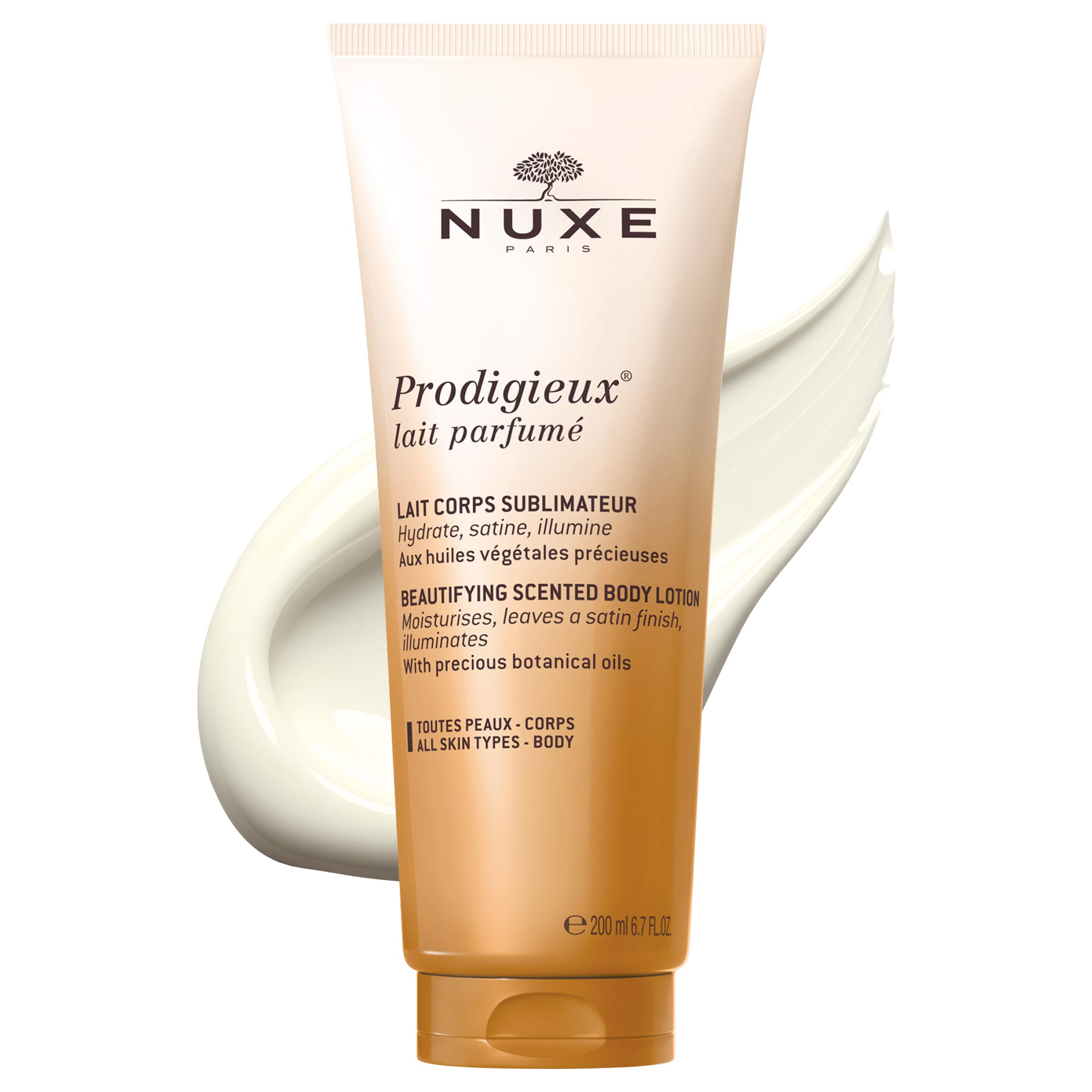Nuxe Prodigieux Beautifying Scented Body Lotion 200ml, Illuminating Body Moisturiser, With Precious Botanical Oils for Hydrated, Satin-Smooth Skin, Vegan Formula