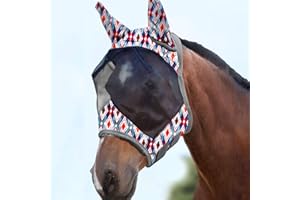 Harrison Howard LumiVista Horse Fly Mask Standard with Ears UV Protection for Horse Tribal Rhombus M Cob