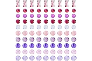 80G Mixed Transparent Glass Beads for Jewelry Making Crackle Glass Beads Round Tube Crystal Loose Spacer Beads for Necklace B