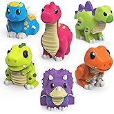 Tub Works&reg; Dinosaur Mold Free Bath Toys, 6 Pack | Sealed, No Hole Bath Toys Design Keeps Moisture Out | Soft, Squeezable &amp; Float on Water | Easy-Grip Baby &amp; Toddler Bath Toy Set | Great Baby Pool Toys