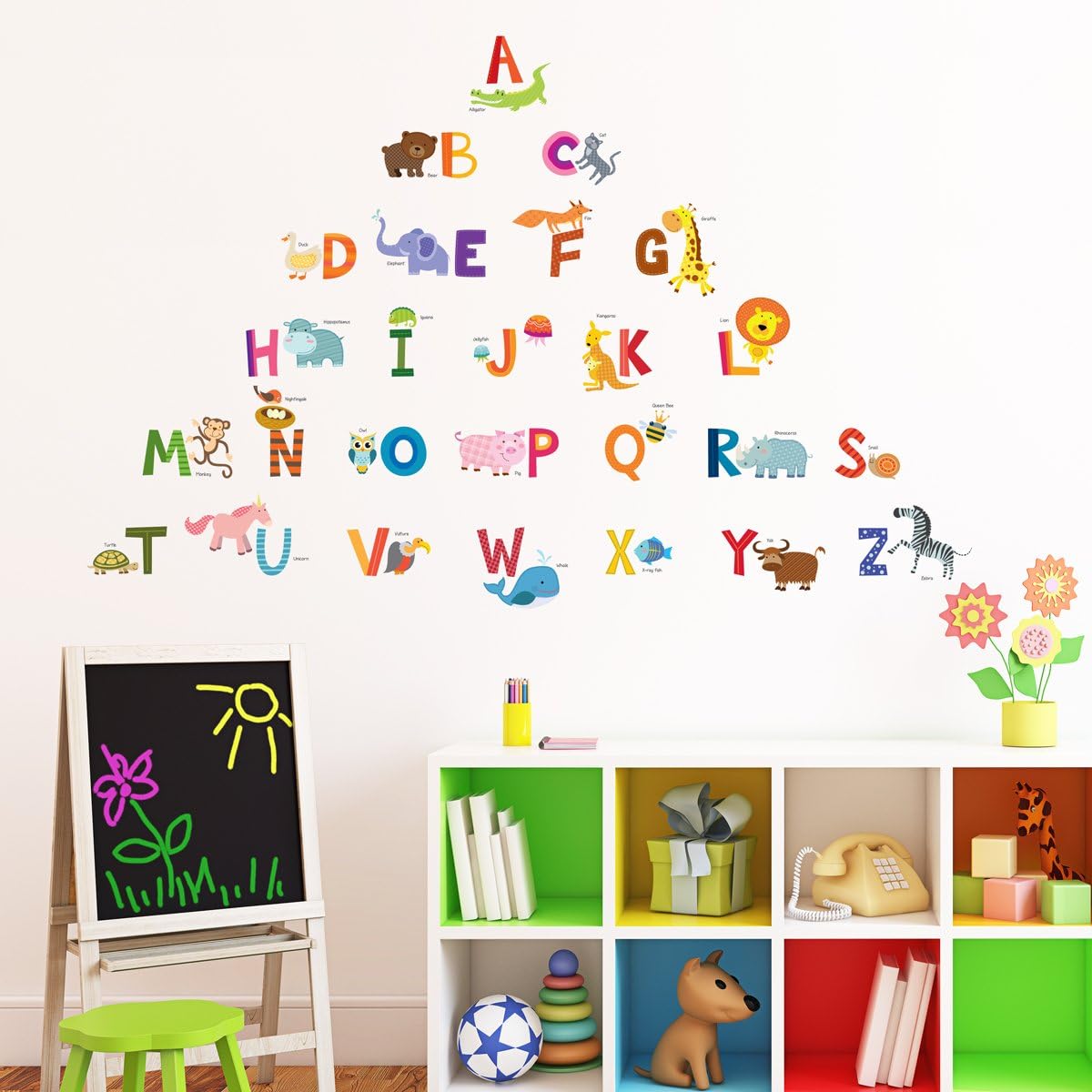 DECOWALL DA2-1503A Colorful Animal Alphabet ABC Kids Wall Stickers Peel and Stick Decals Removable Nursery Bedroom Living Room Art Murals (Medium) - Image 4
