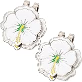 lasuroa 2pcs Flower Magnetic Golf Ball Marker Hat Clip, White Morning Glory Strong Magnet Golf Hat Clip Accessories Gifts for Men Women Bag Gloves Belt