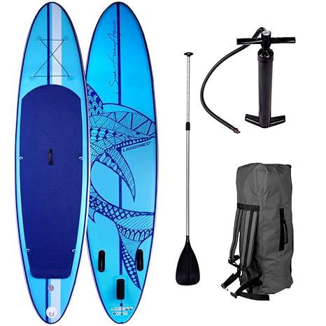 SUP Board Stand up Paddling Surfboard Shark 3 Farben 320x76x15cm aufblasbar Alu-Paddel Hochdruck-Pumpe Transportrucksack 115K