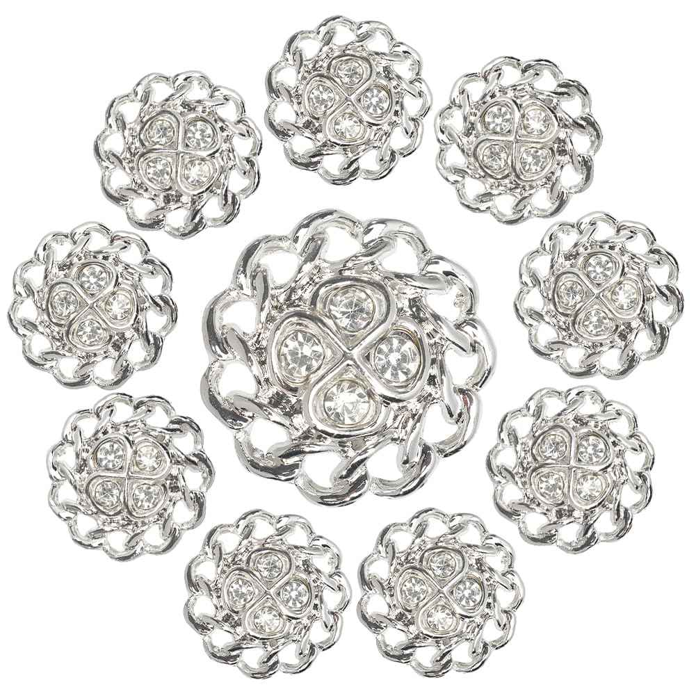 GORGECRAFT 10Pcs Rhinestone Buttons Sew On Flower Rhinestones Crystal Button Flower Shape Decorative Buttons Applique Embellishments in Clothes DIY Jewelry Decoration for Wedding Party Bouquet