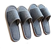 6 Pair of Open Toe Breathable Slippers,Solid Color Casual Slippers,Spa Slippers for Guests, Hotel, Travel, Unisex Universal Size Washable (6 gray large size)