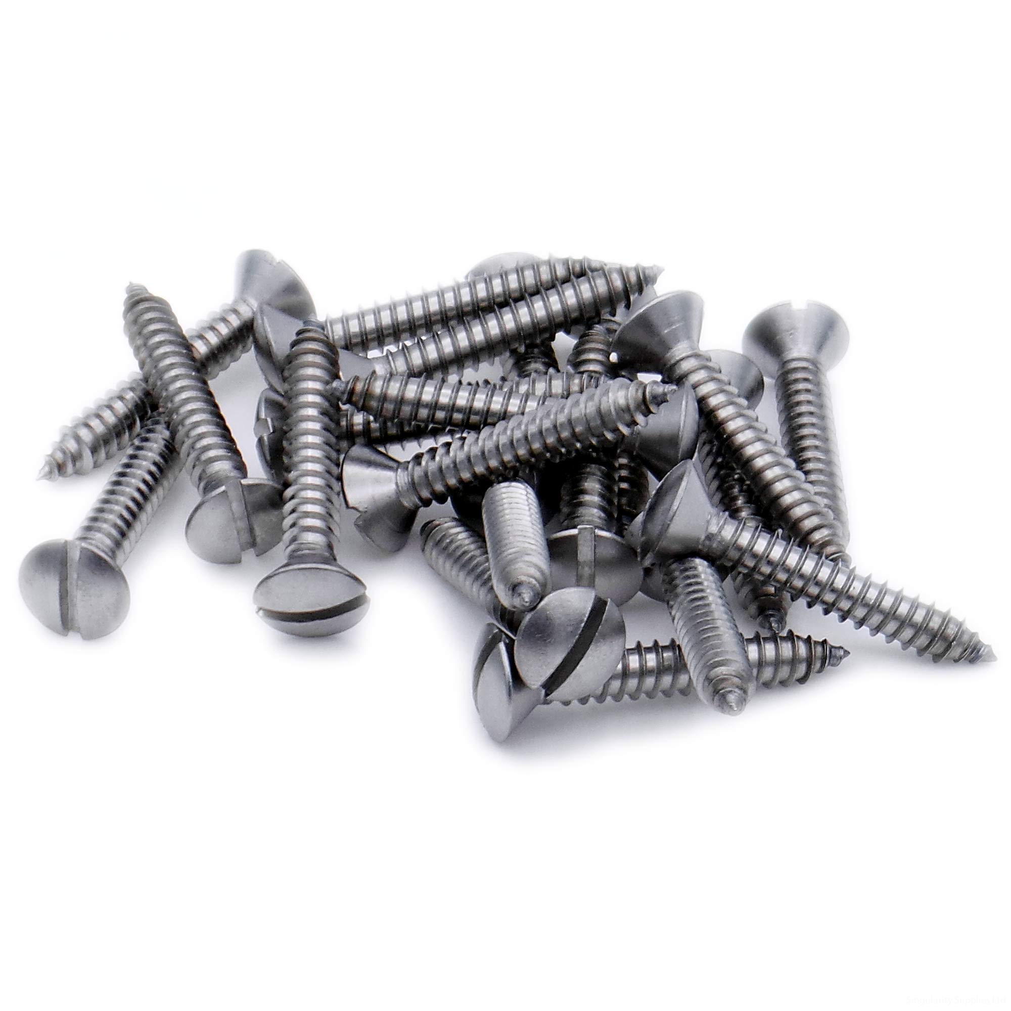No.7 x 1.5 (3.9mm x 38mm) Slot Raised Countersunk Self-Tapping Screw - Stainless Steel (A2) (Pack of 20)